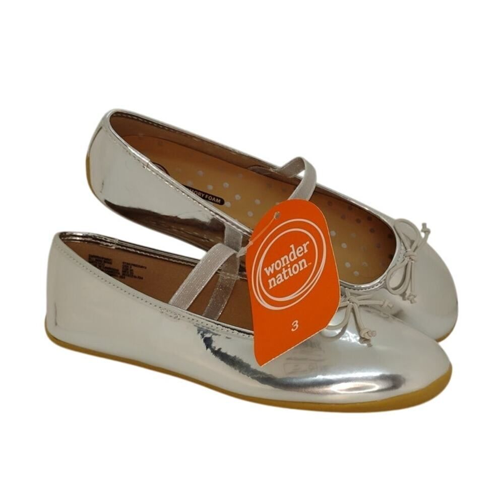 Wonder Nation Girls NEW w/Tags Silver Casual Dress Shoes - sz. 3